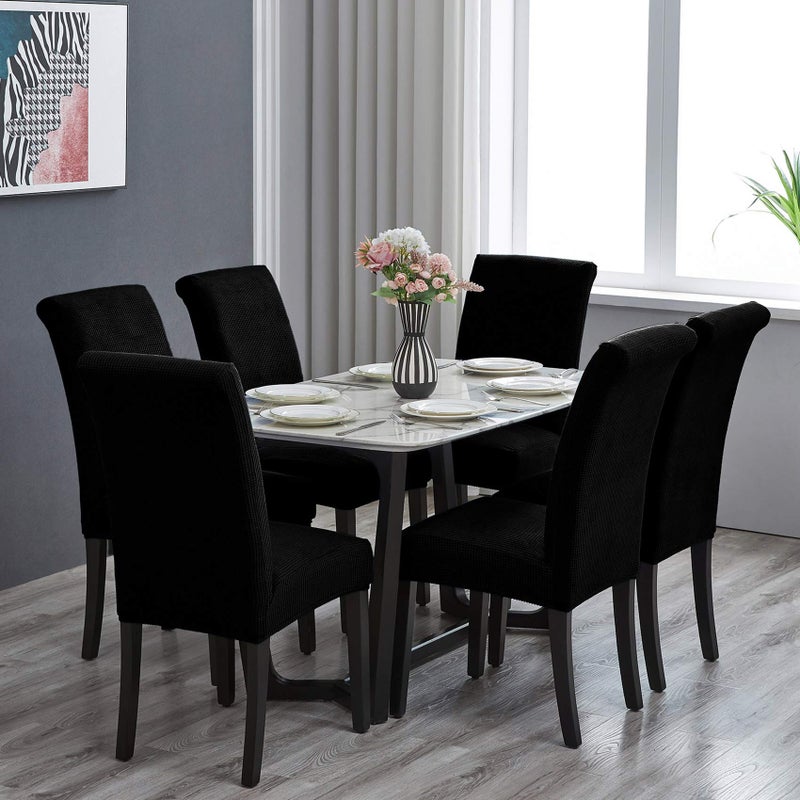 Howhic Stretch Chair Covers for Dining Room Set of 4, Removable Washable Dining Room Chair Covers, Dining Chair Slipcovers Seat Protector, Great for Home Upholstery and Banquet (Black, 4 Pack) - Image 2